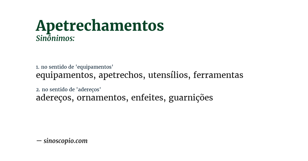 Sinônimo de apetrechamentos