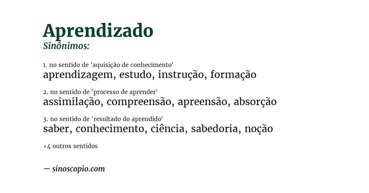 Sinônimo de aprendizado
