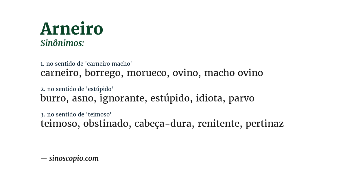 Sinônimo de arneiro