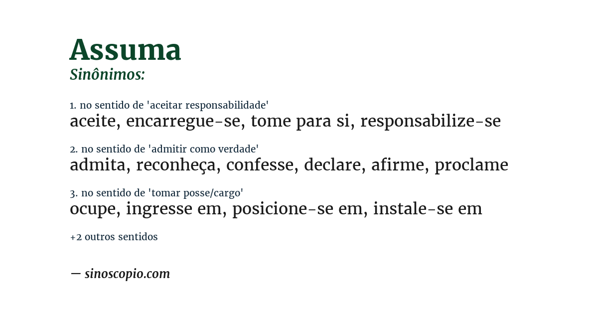 Sinônimo de assuma