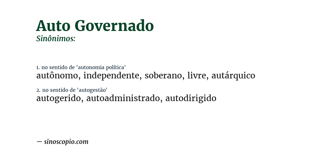 Sinônimo de auto governado