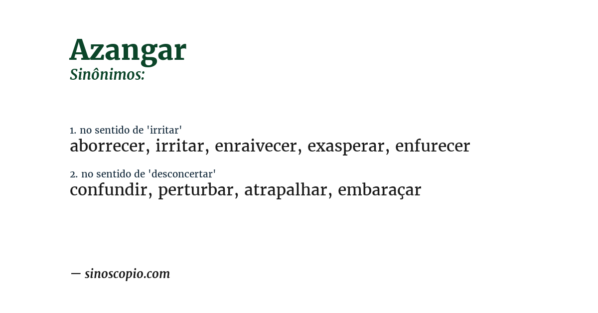 Sinônimo de azangar