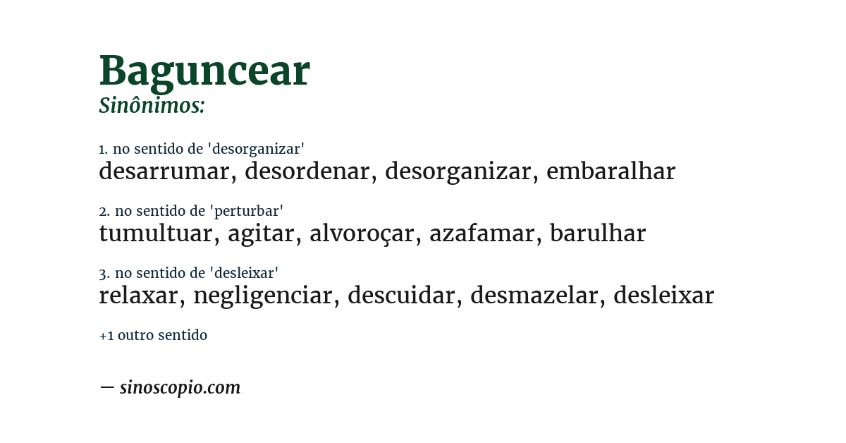 Sinônimo de baguncear