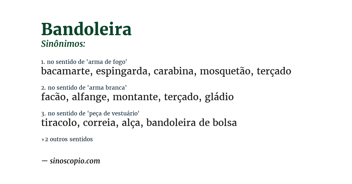Sinônimo de bandoleira