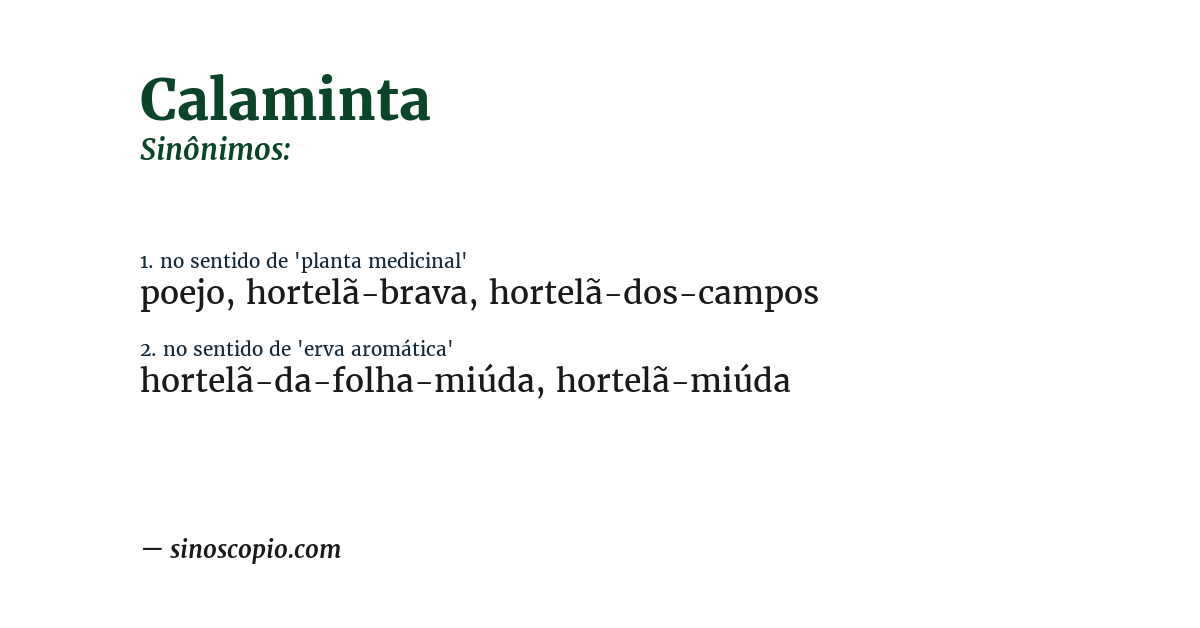 Sinônimo de calaminta
