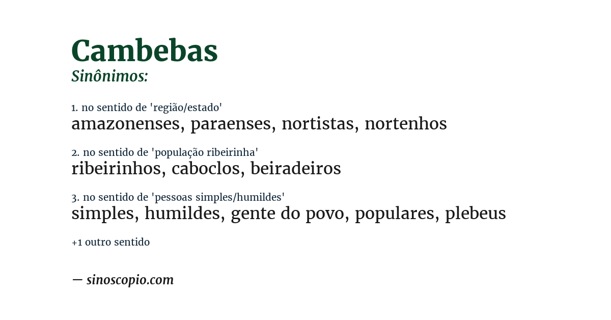 Sinônimo de cambebas