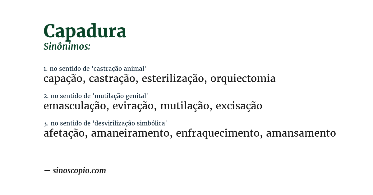 Sinônimo de capadura