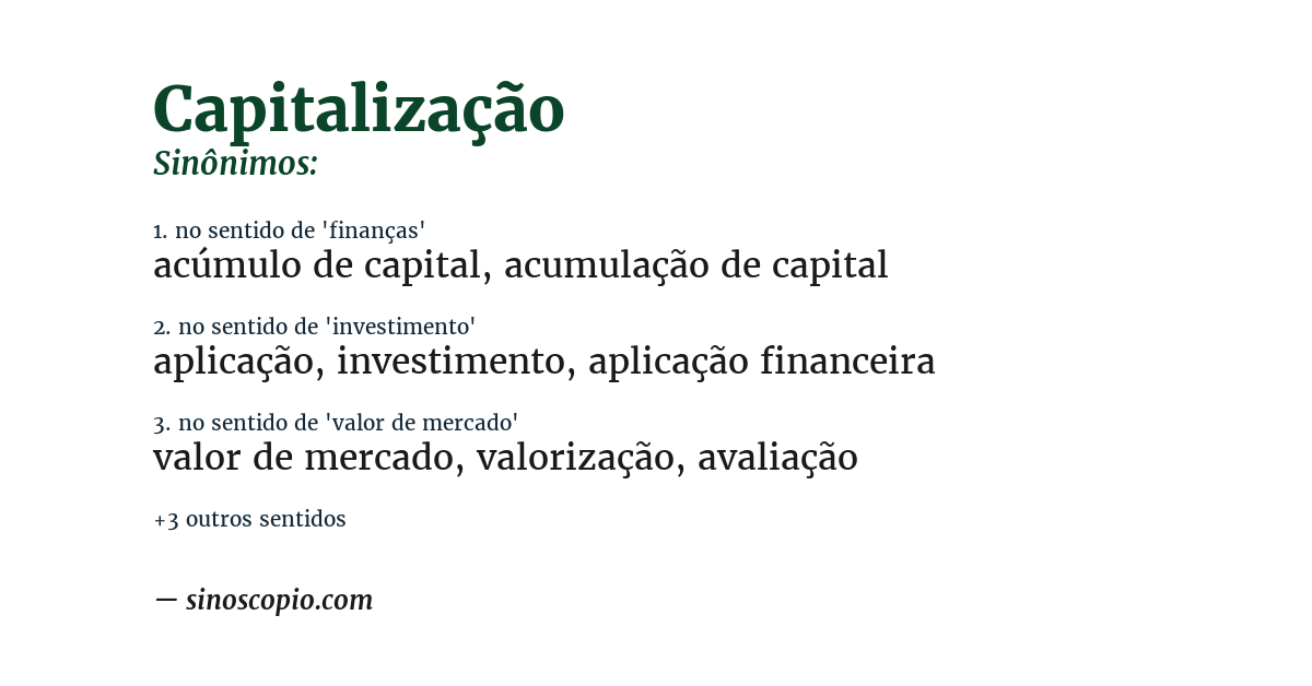 Sinônimo de capitalização