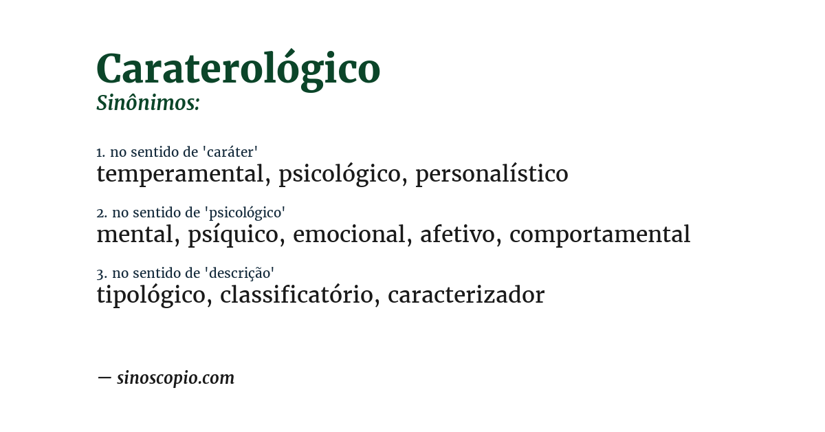 Sinônimo de caraterológico