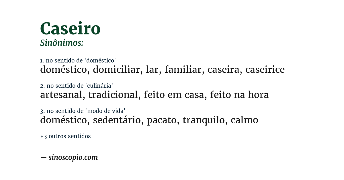 Sinônimo de caseiro