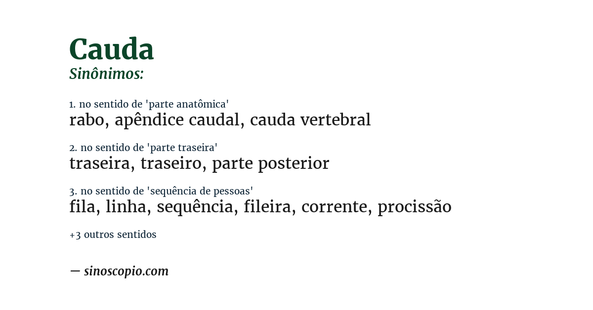 Sinônimo de cauda