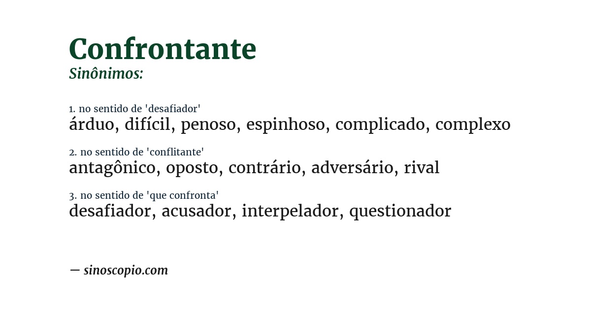 Sinônimo de confrontante