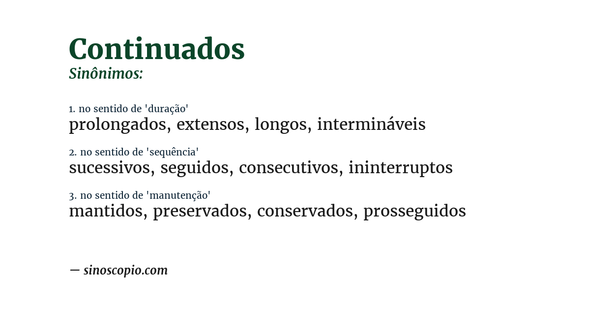 Sinônimo de continuados