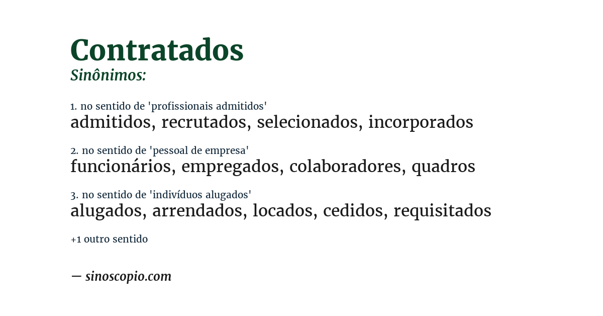 Sinônimo de contratados