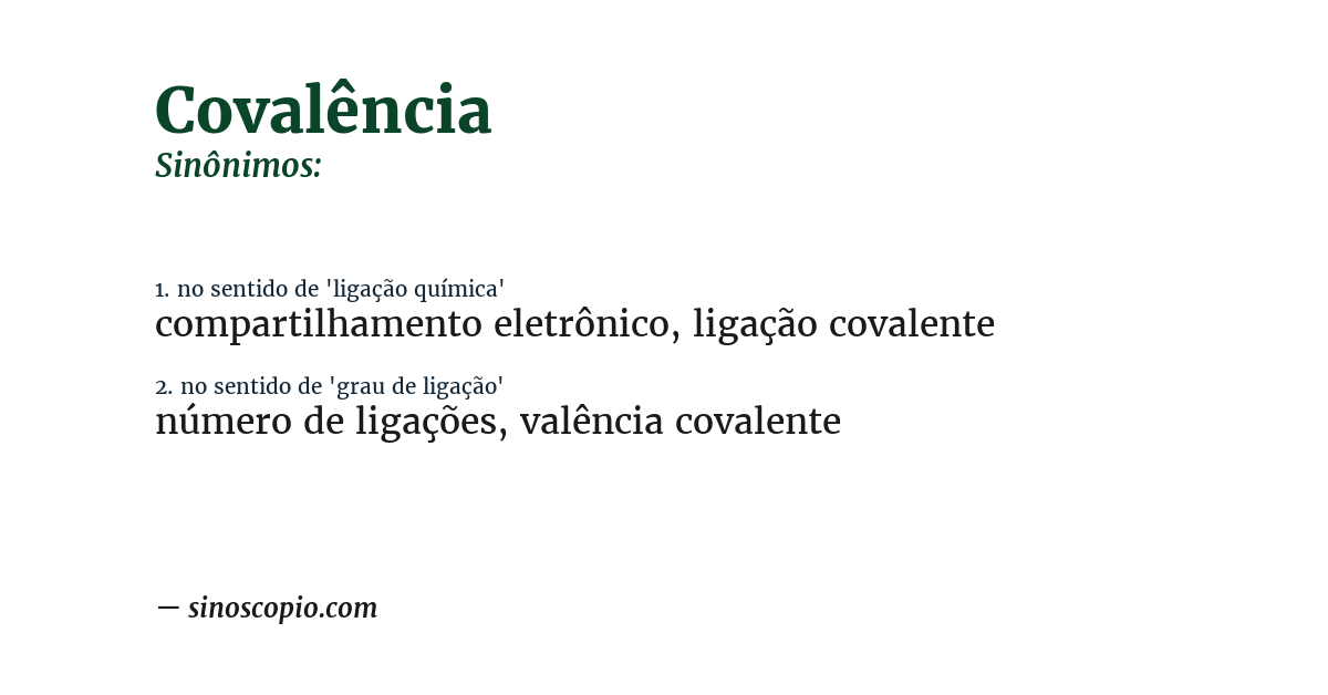 Sinônimo de covalência