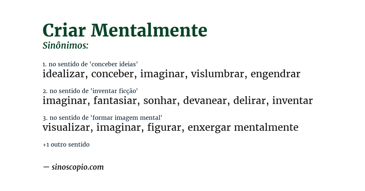 Sinônimo de criar mentalmente