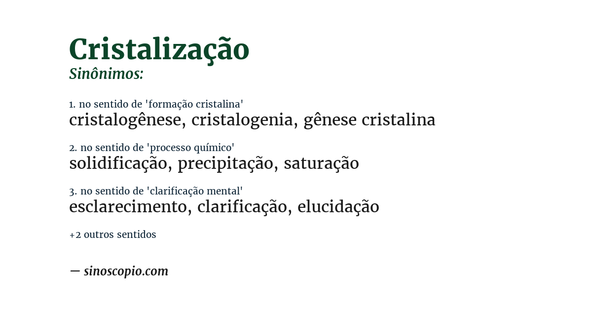 Sinônimo de cristalização