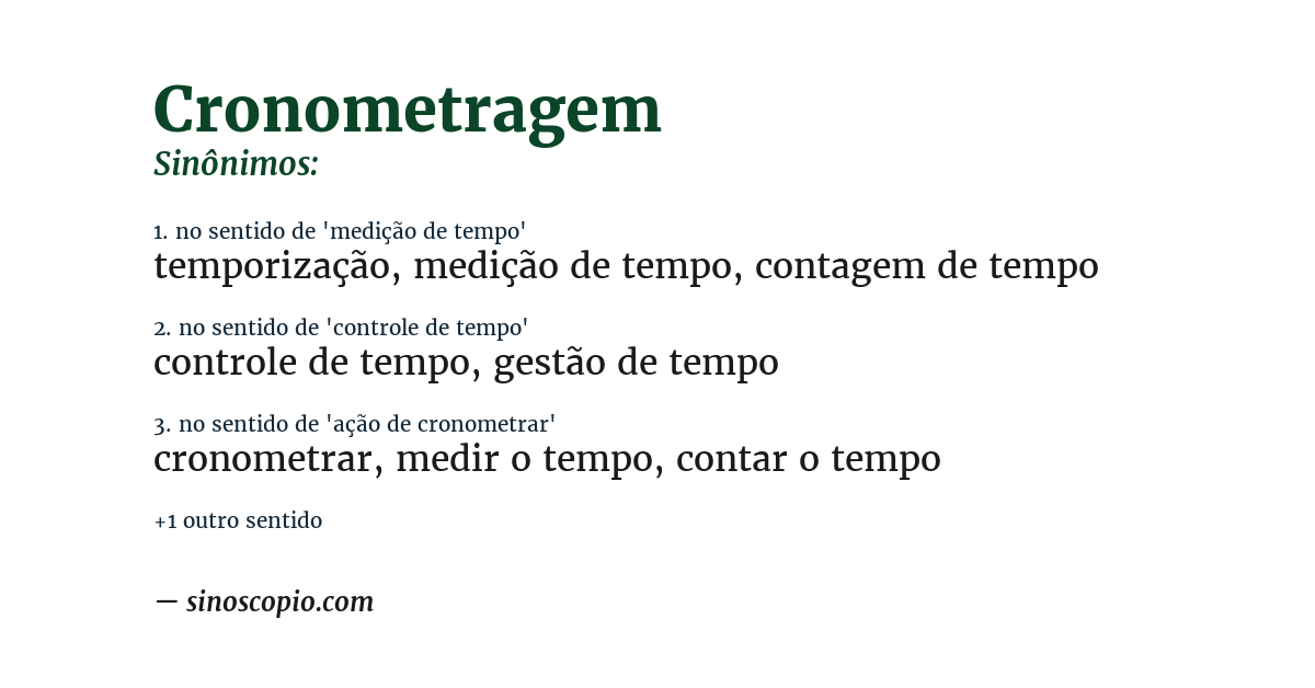 Sinônimo de cronometragem