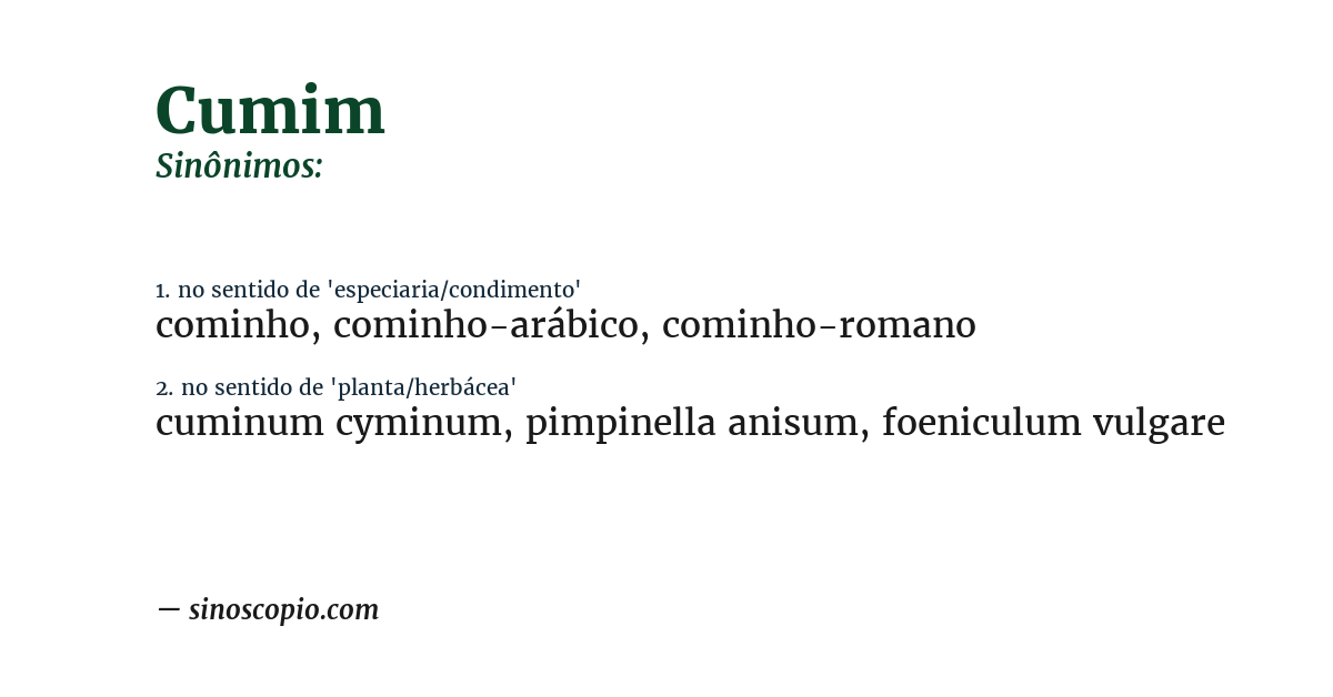 Sinônimo de cumim