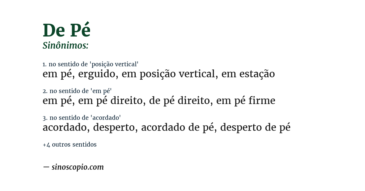 Sinônimo de de pé