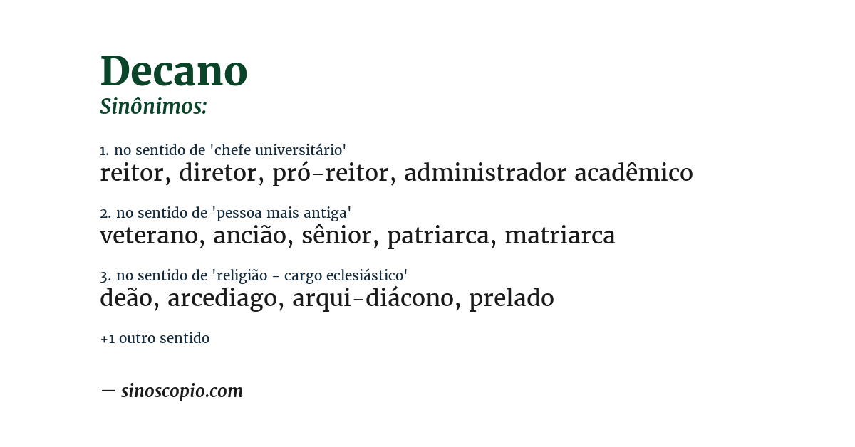 Sinônimo de decano