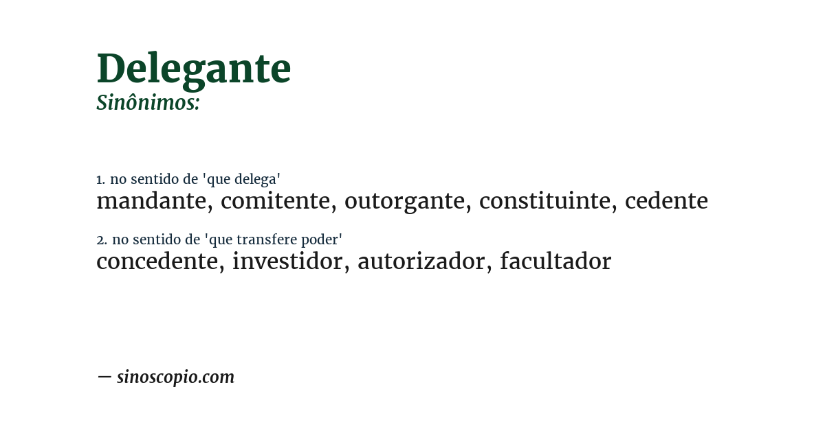 Sinônimo de delegante