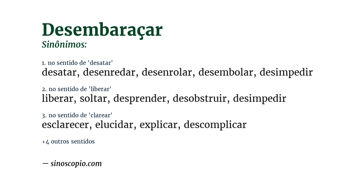Sinônimo de desembaraçar