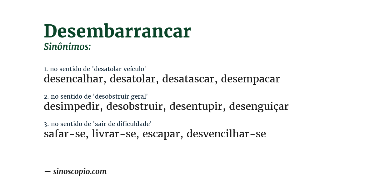 Sinônimo de desembarrancar