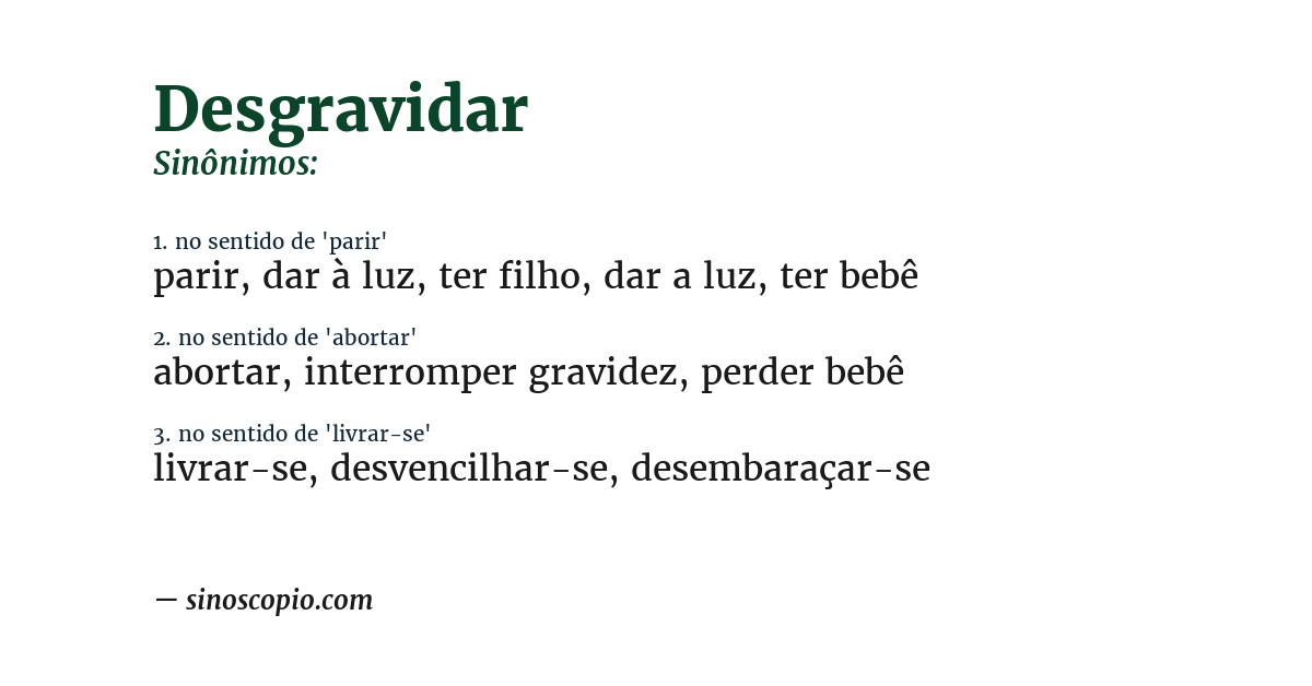 Sinônimo de desgravidar