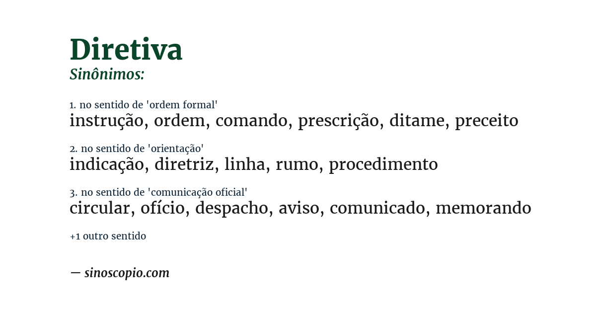 Sinônimo de diretiva