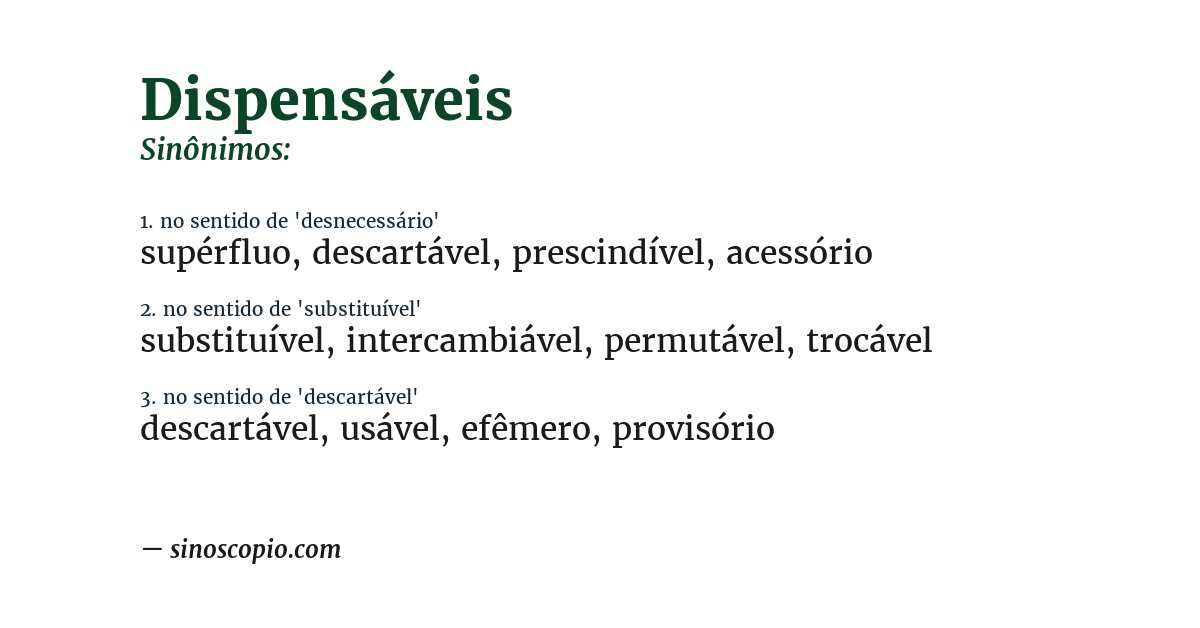 Sinônimo de dispensáveis