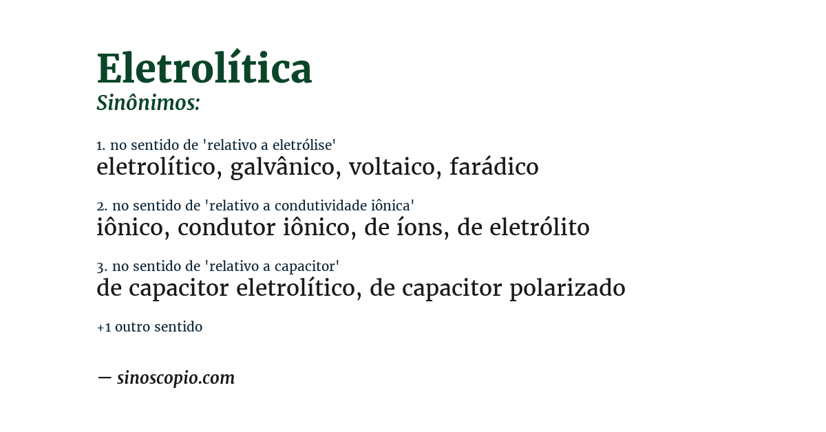 Sinônimo de eletrolítica