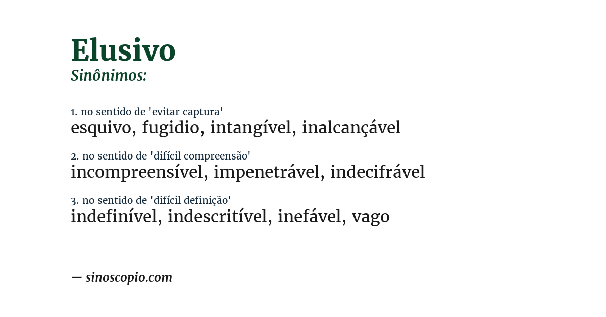 Sinônimo de elusivo