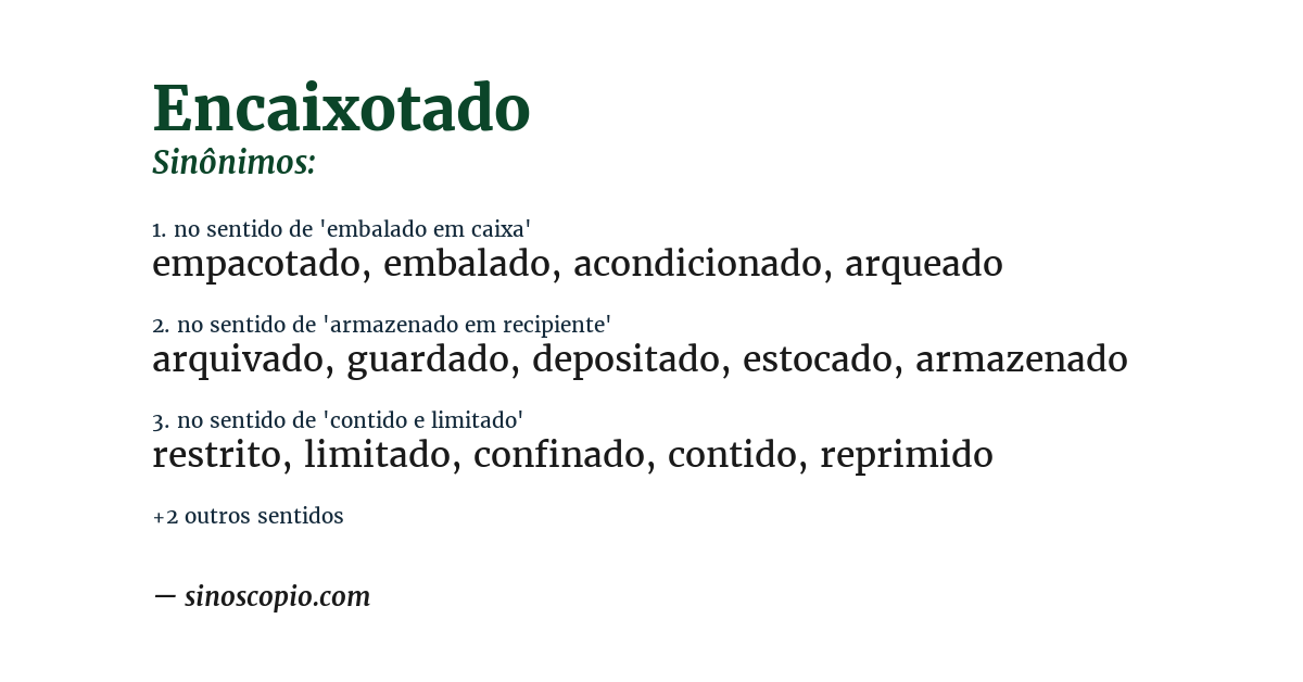 Sinônimo de encaixotado