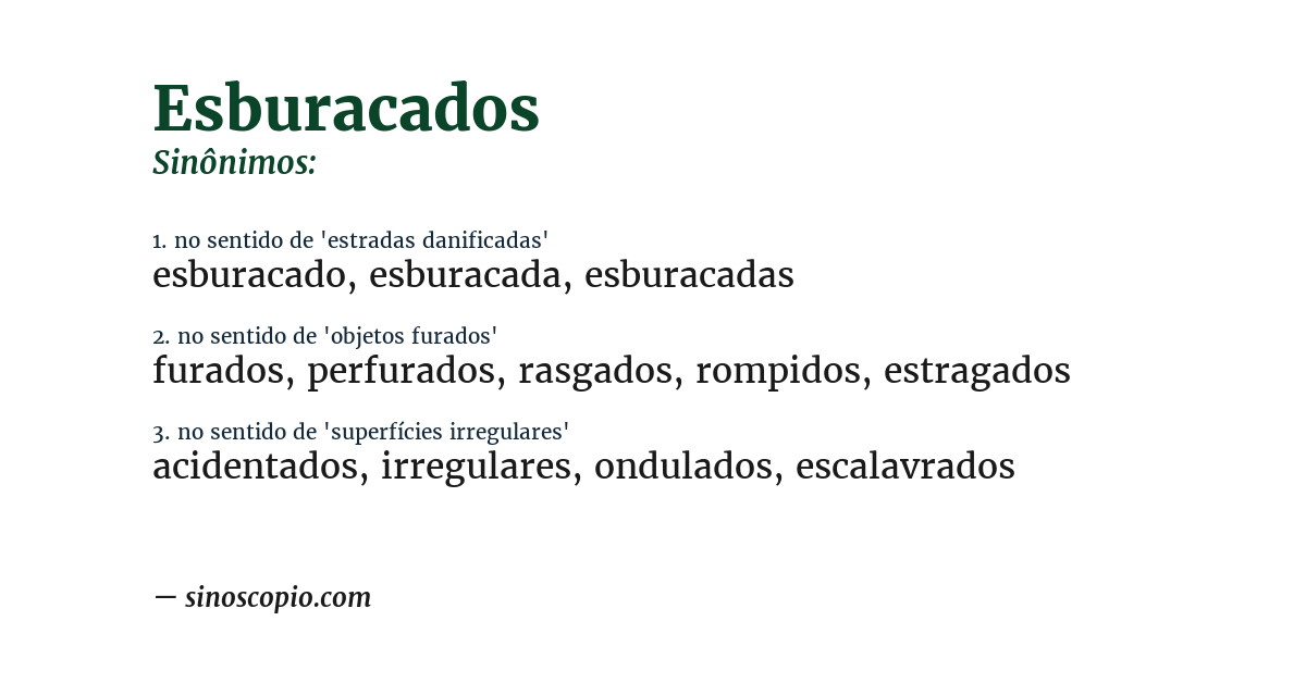 Sinônimo de esburacados