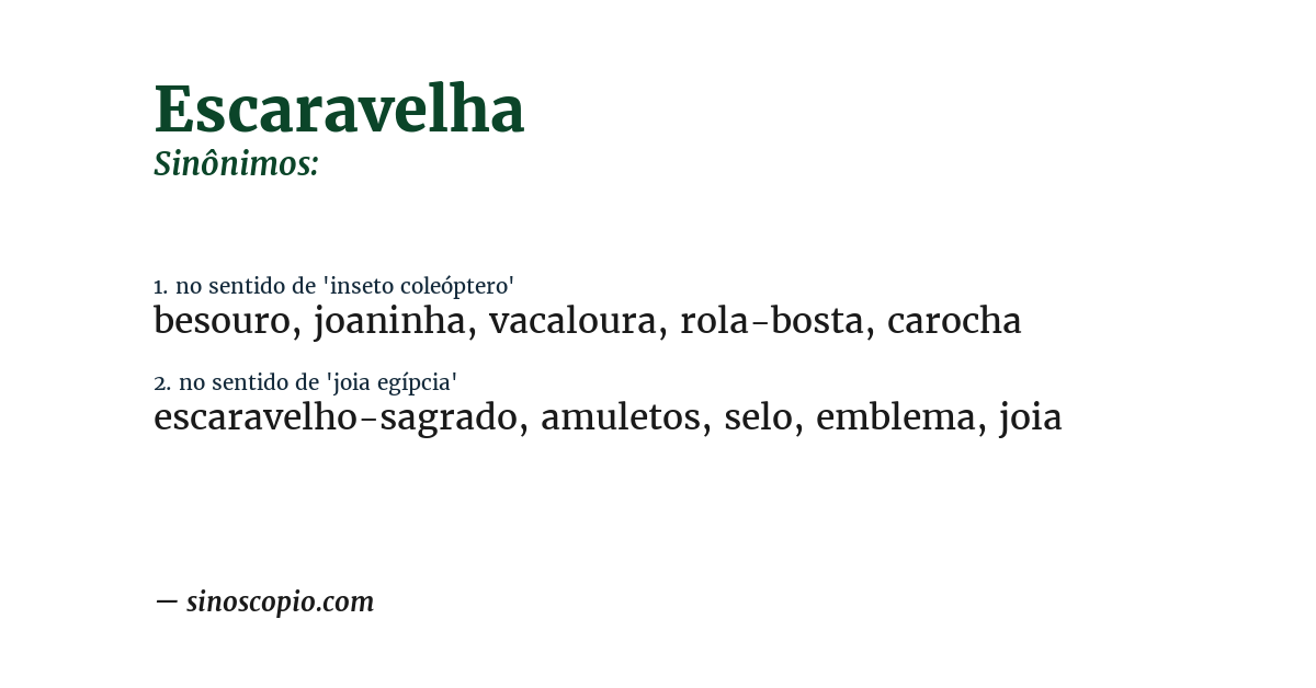 Sinônimo de escaravelha