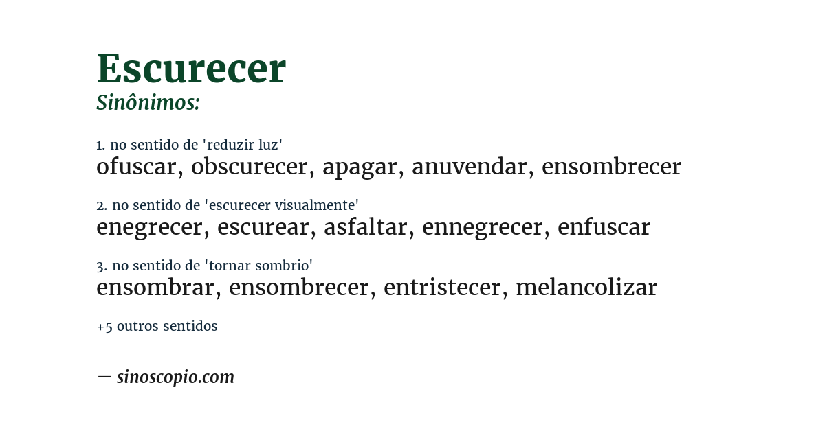 Sinônimo de escurecer