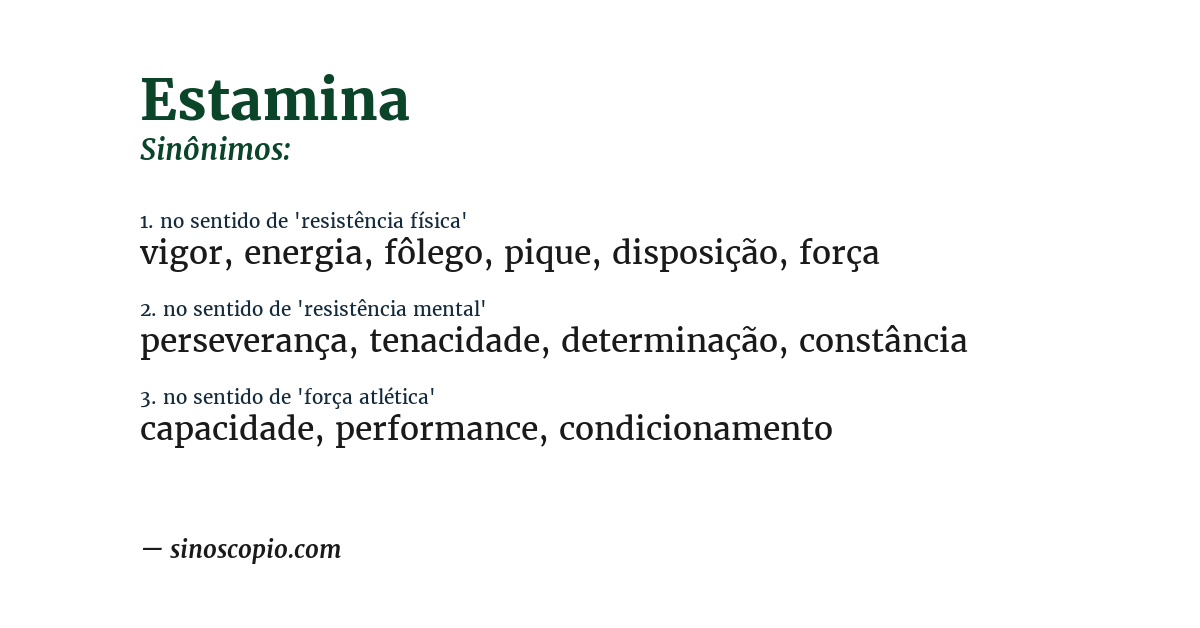 Sinônimo de estamina