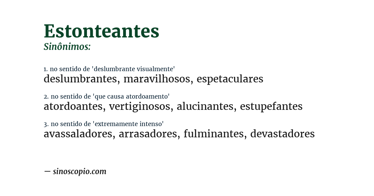 Sinônimo de estonteantes