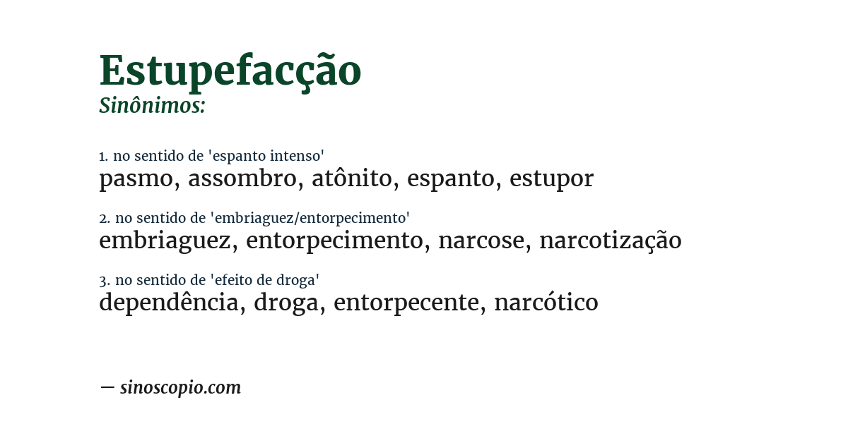 Sinônimo de estupefacção
