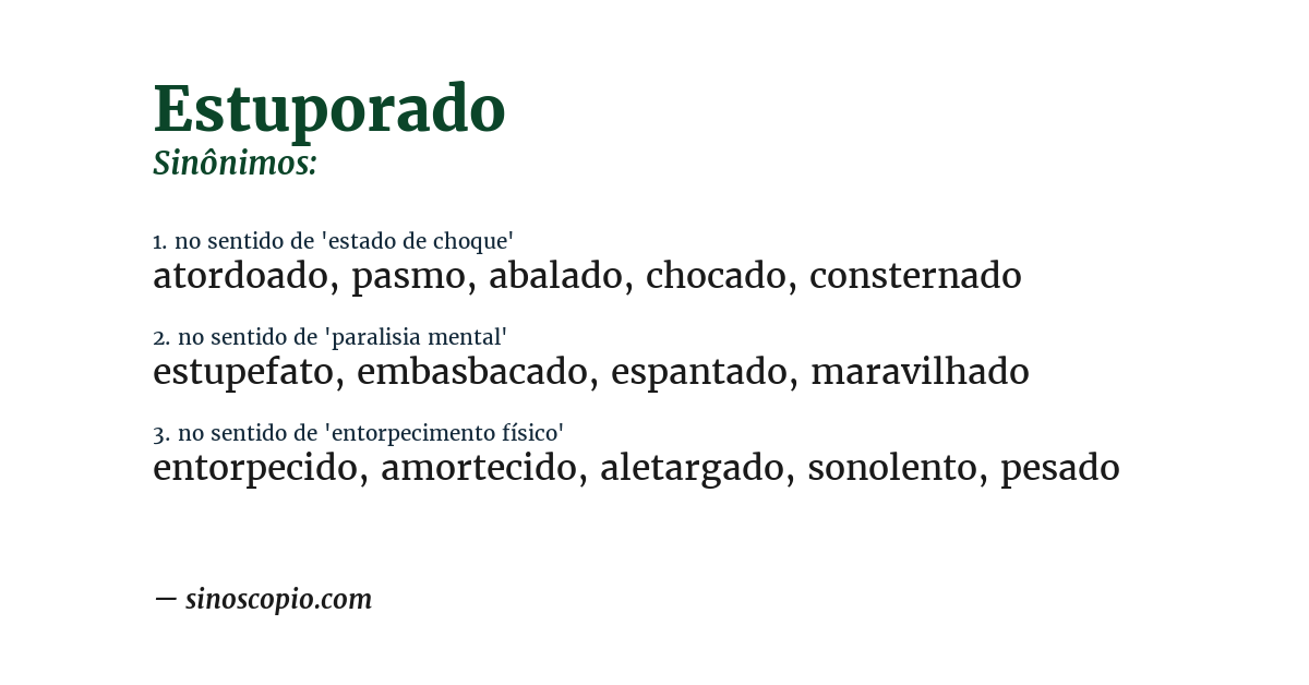 Sinônimo de estuporado
