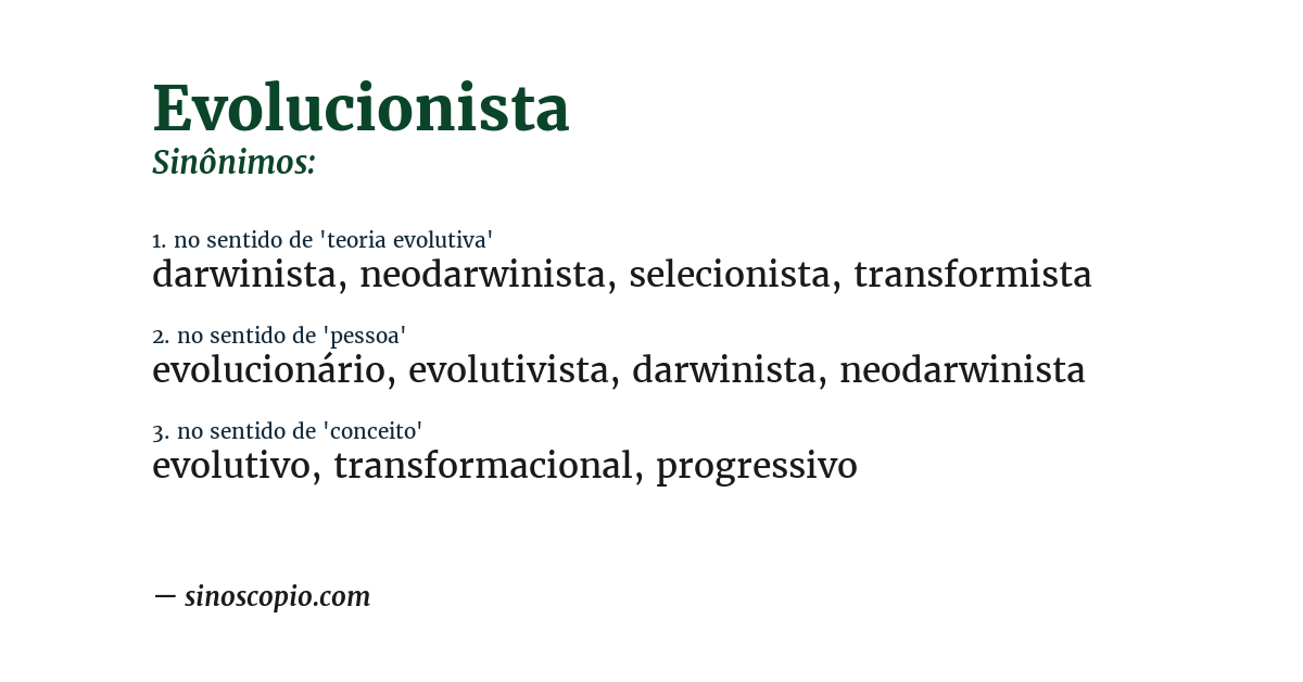 Sinônimo de evolucionista