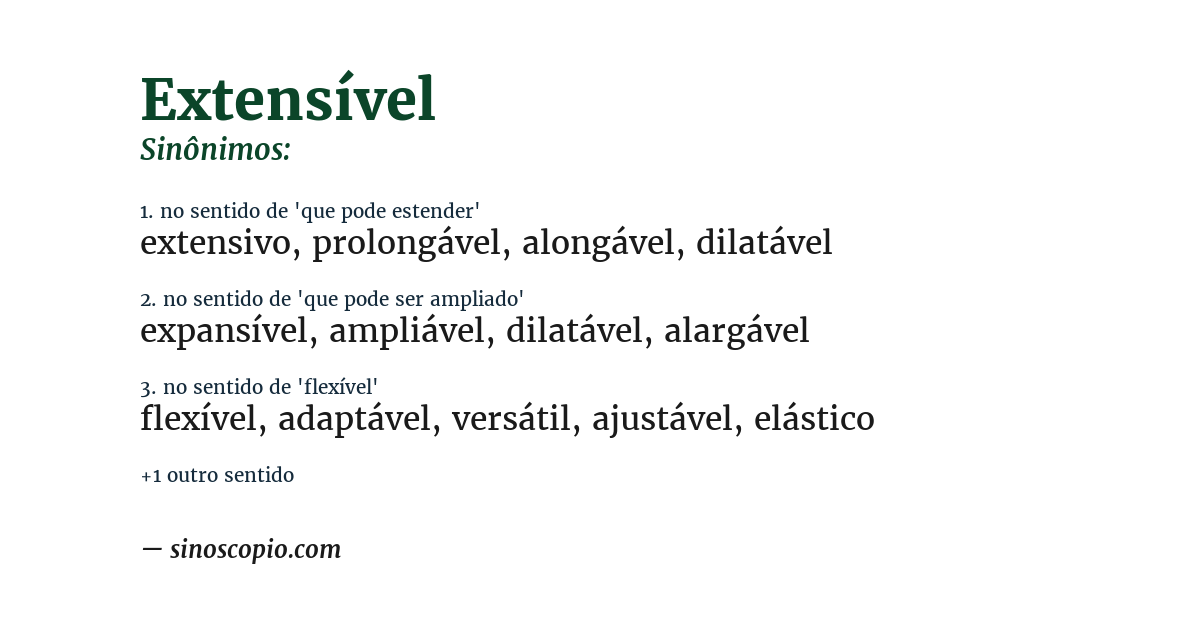 Sinônimo de extensível