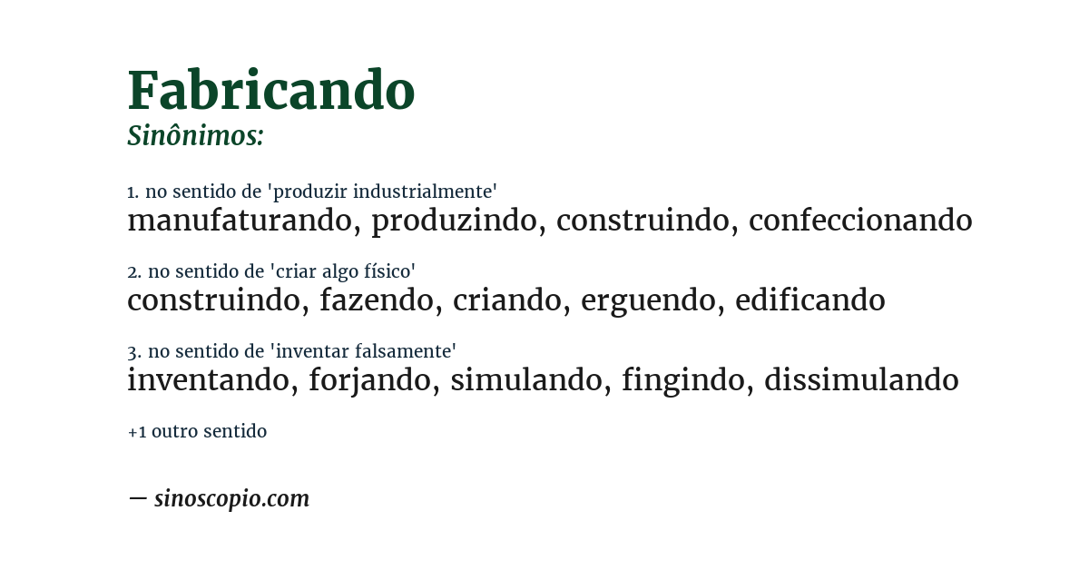 Sinônimo de fabricando