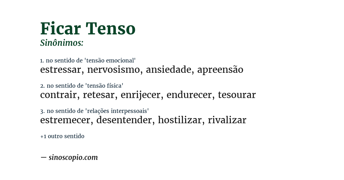 Sinônimo de ficar tenso