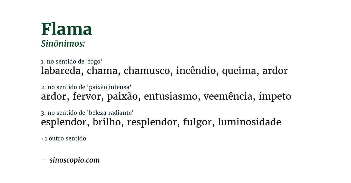Sinônimo de flama