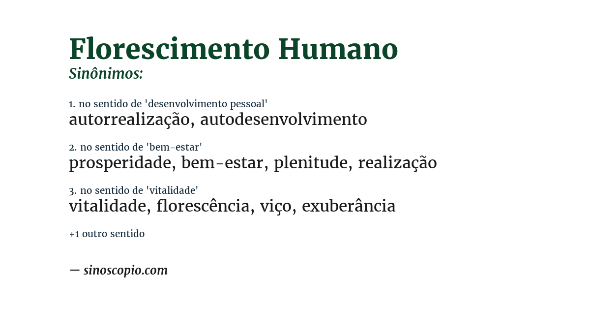 Sinônimo de florescimento humano