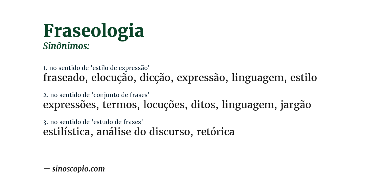 Sinônimo de fraseologia
