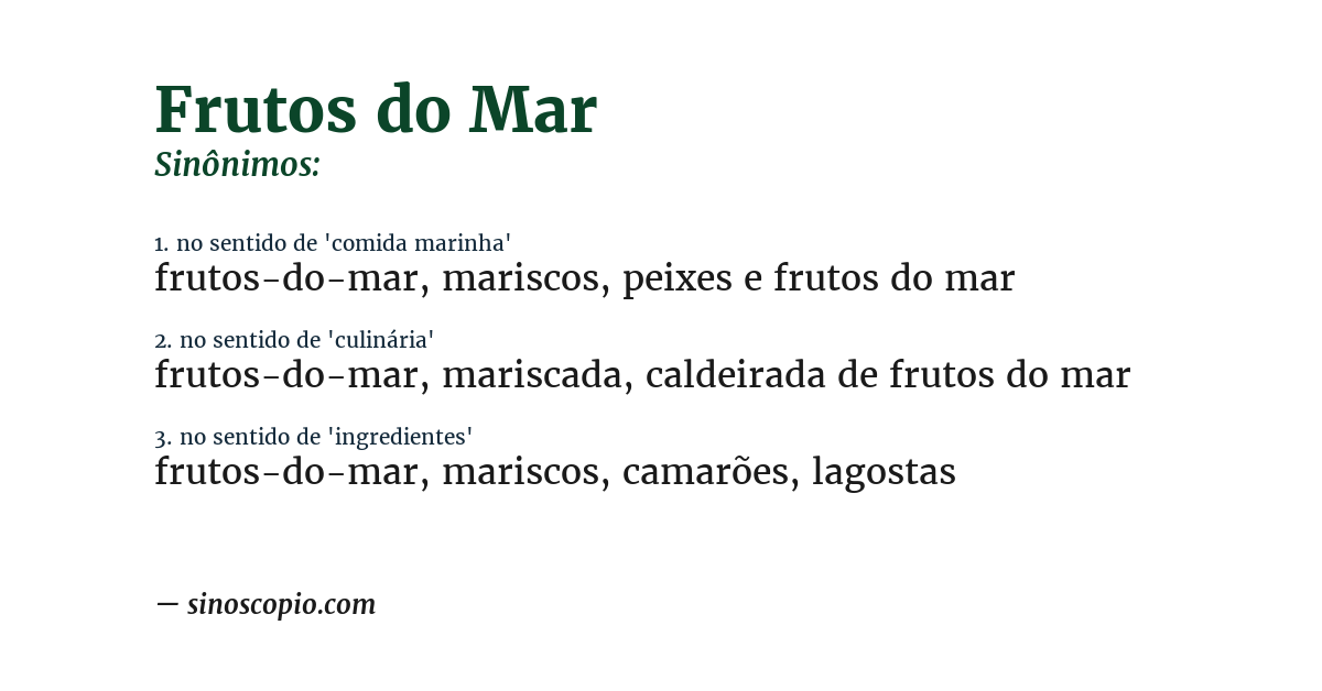 Sinônimo de frutos do mar
