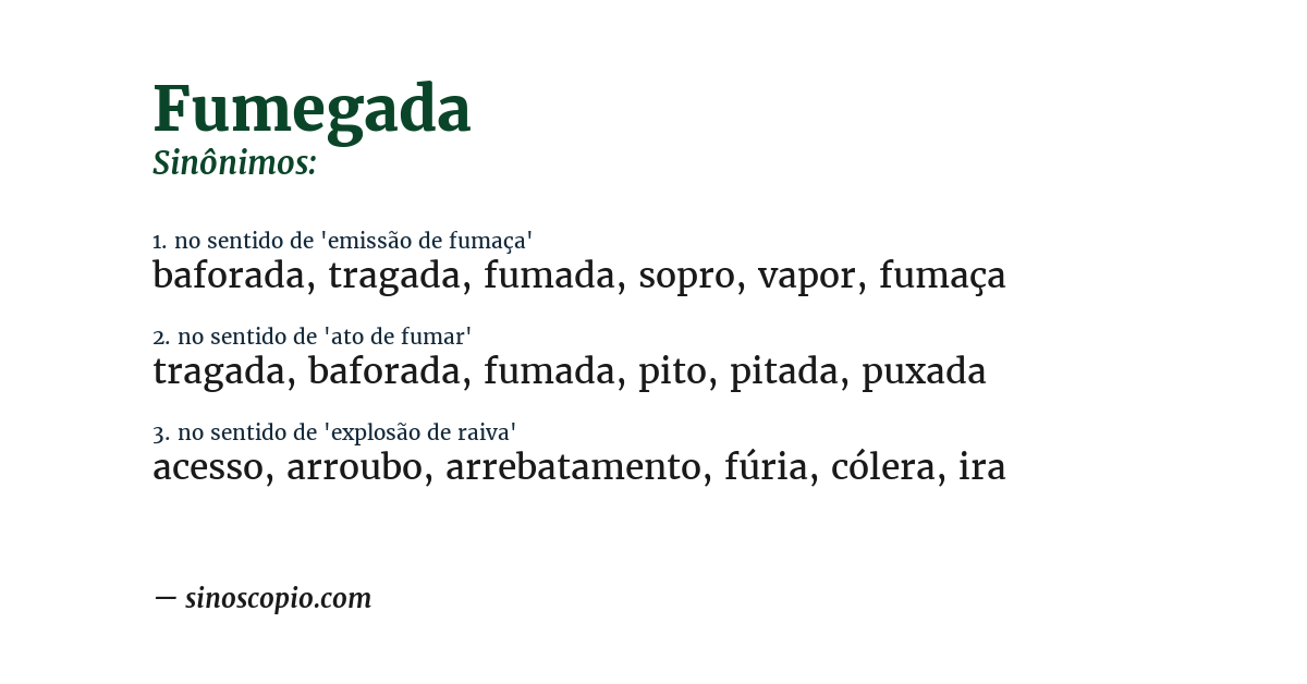 Sinônimo de fumegada